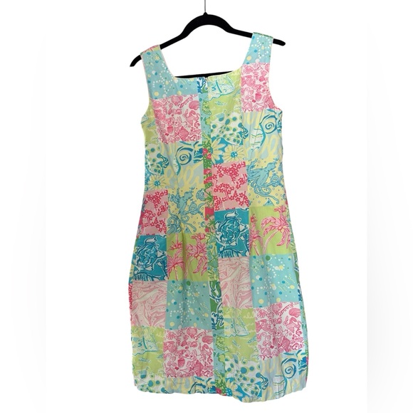 Lilly Pulitzer Krista Y2K Millenium Patchwork Print Sleeveless Dress 10 - Picture 2 of 7